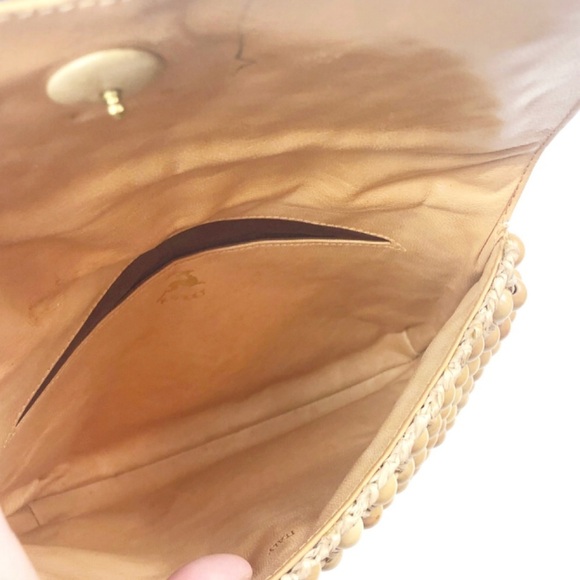 Vintage Italian Koret Handmade Wood Bead Luxury Woven Chic Unique Hand Bag Purse - Picture 14 of 16